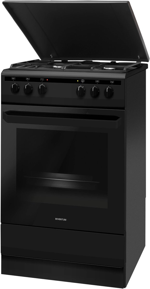 Inventum VFG5020GZWA - Vrijstaand gasfornuis - Elektrische hetelucht oven - 4 kookzones - 50 cm - 62 liter - Zwart - Afbeelding 4