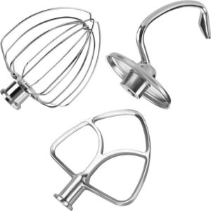 Roestvrijstalen 3-Delige Accessoireset voor KitchenAid 4.3, 4.7/4.8L Tilt-Head Stand Mixers Artisan & Classic Series van MMOBIEL - K45 6-Draads