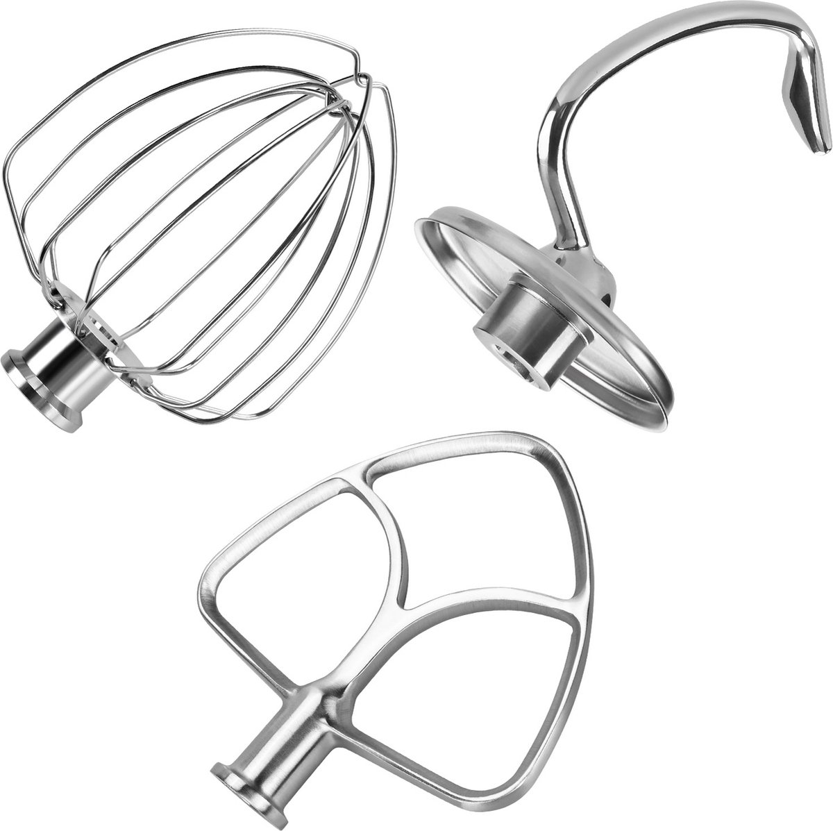 5-Delige Accessoireset voor KitchenAid 4.3, 4.7/4.8L Tilt-Head Stand Mixers Artisan & Classic Series van MMOBIEL - K45 6-Draads Garde, Platte - Afbeelding 3