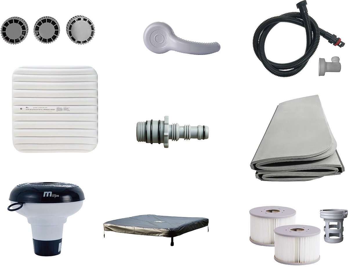 Mspa Antracietgrijze halfharde spa met 6 plaatsen met ledverlichting en accessoires - 128 stralen - L160 x B160 x H65 cm - NAPUKA van MSPA L 160 cm x - Afbeelding 4