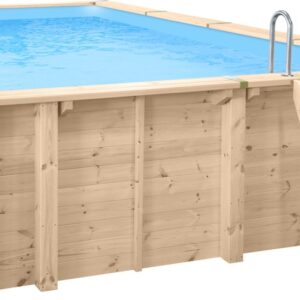 Interline Houten Zwembad Bali - Rechthoek - 790 x 400 x 138 cm - Opbouw en Inbouw Zwembad - Inclusief accessoires