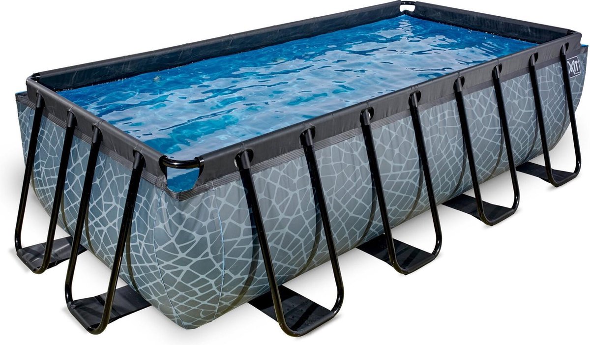 EXIT Black Leather Frame Zwembad 540x250x100cm - Opzetzwembad - met Filterpomp - Rechthoekig - Zwart - Afbeelding 4