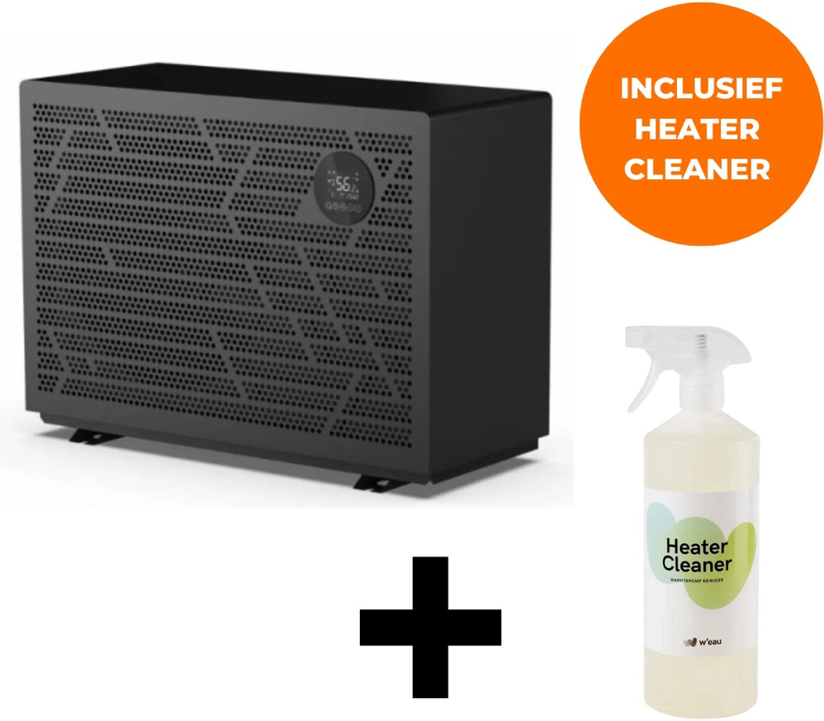 W'eau Full inverter zwembad warmtepomp - 7,6kW - Warmtepomp zwembad - Zeer lage geluidsniveau - voor zwembaden tot 21.000L - Inclusief Heater Cleaner